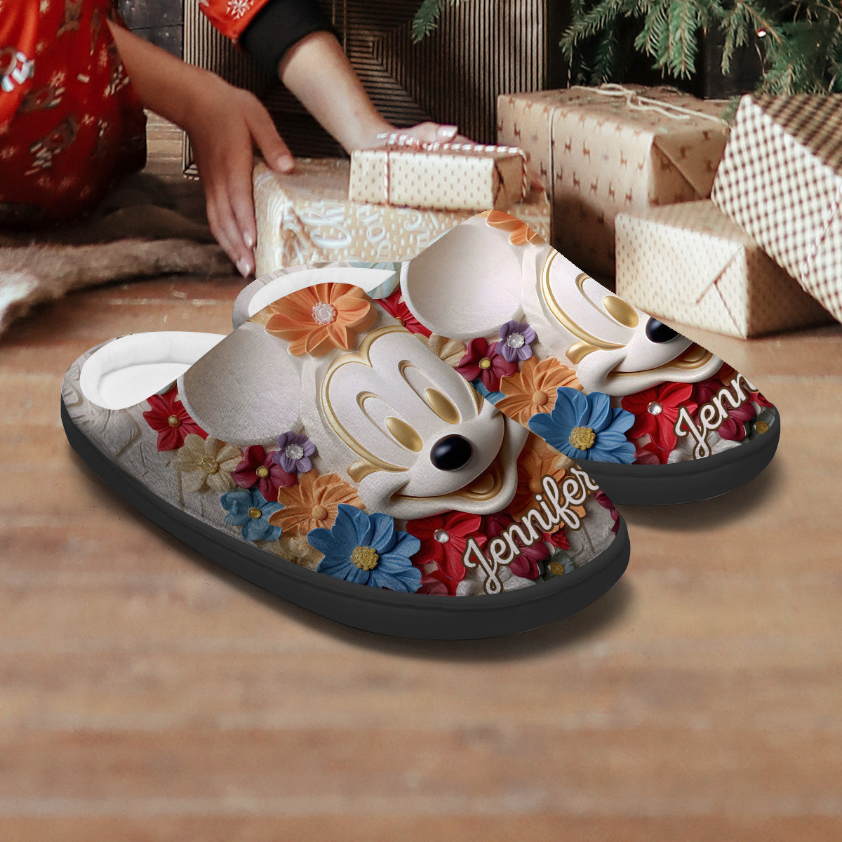 Magical Flowers - Personalized Mouse Slippers