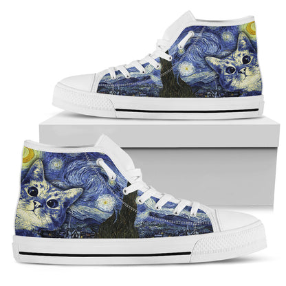 Starry Night Cat High Top Shoes 0622