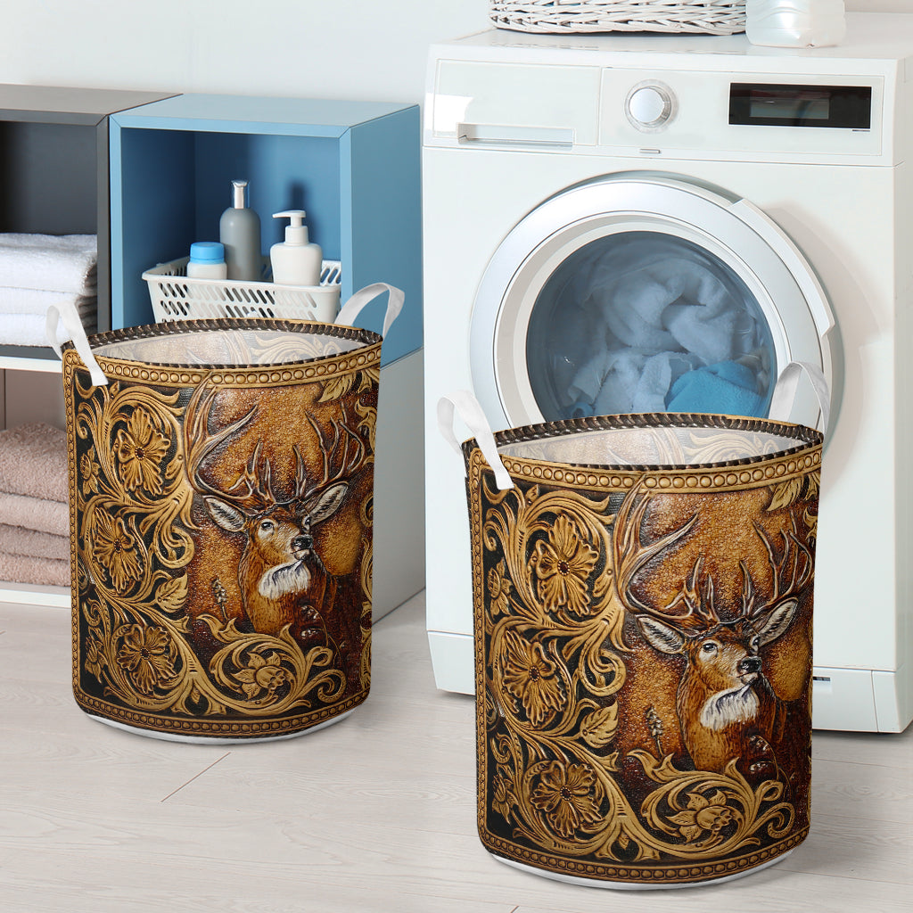 Love Hunting Leather Pattern Print Hunting Laundry Basket 0622