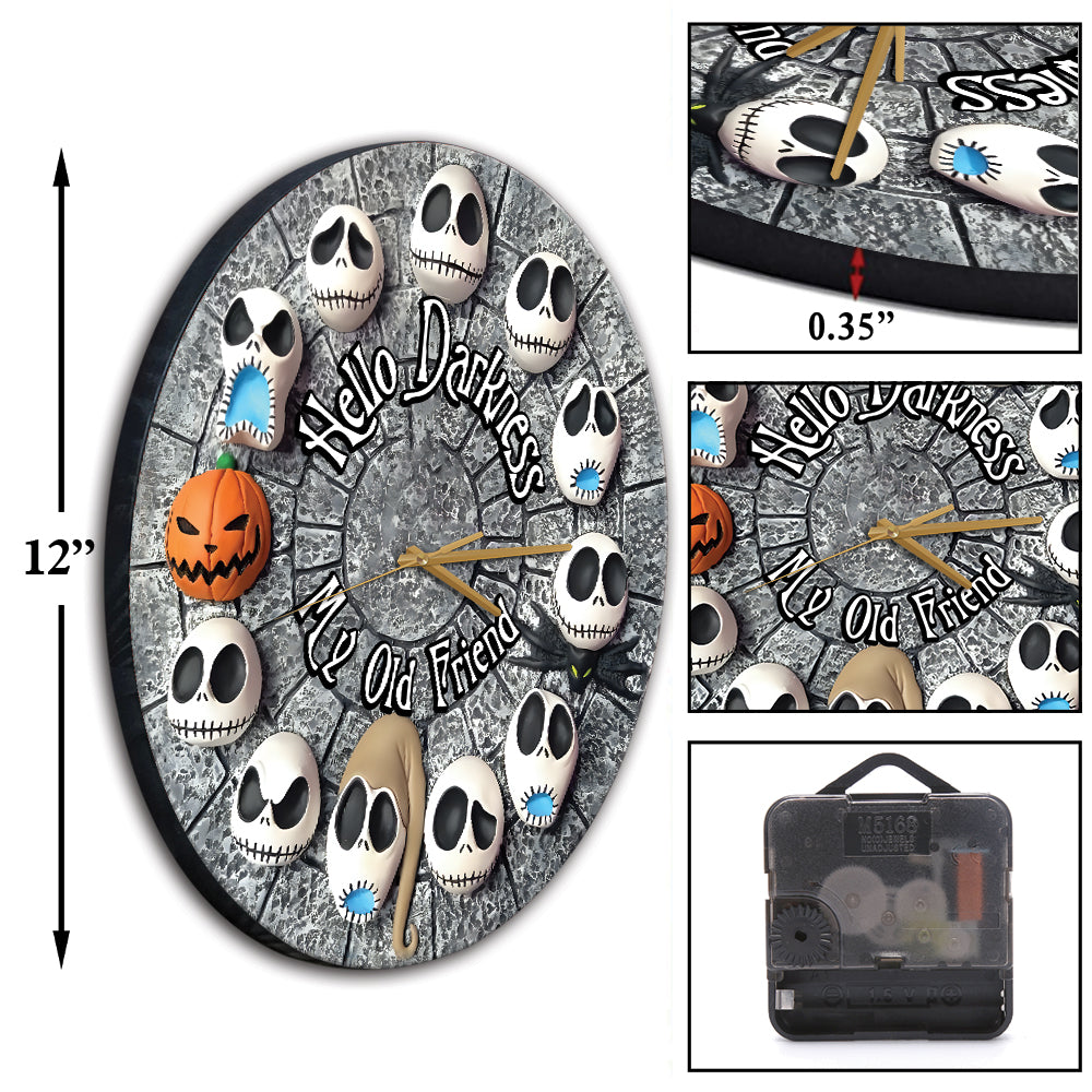 Hello Darkness My Old Friend 3D Effect - Nightmare Wall Clock