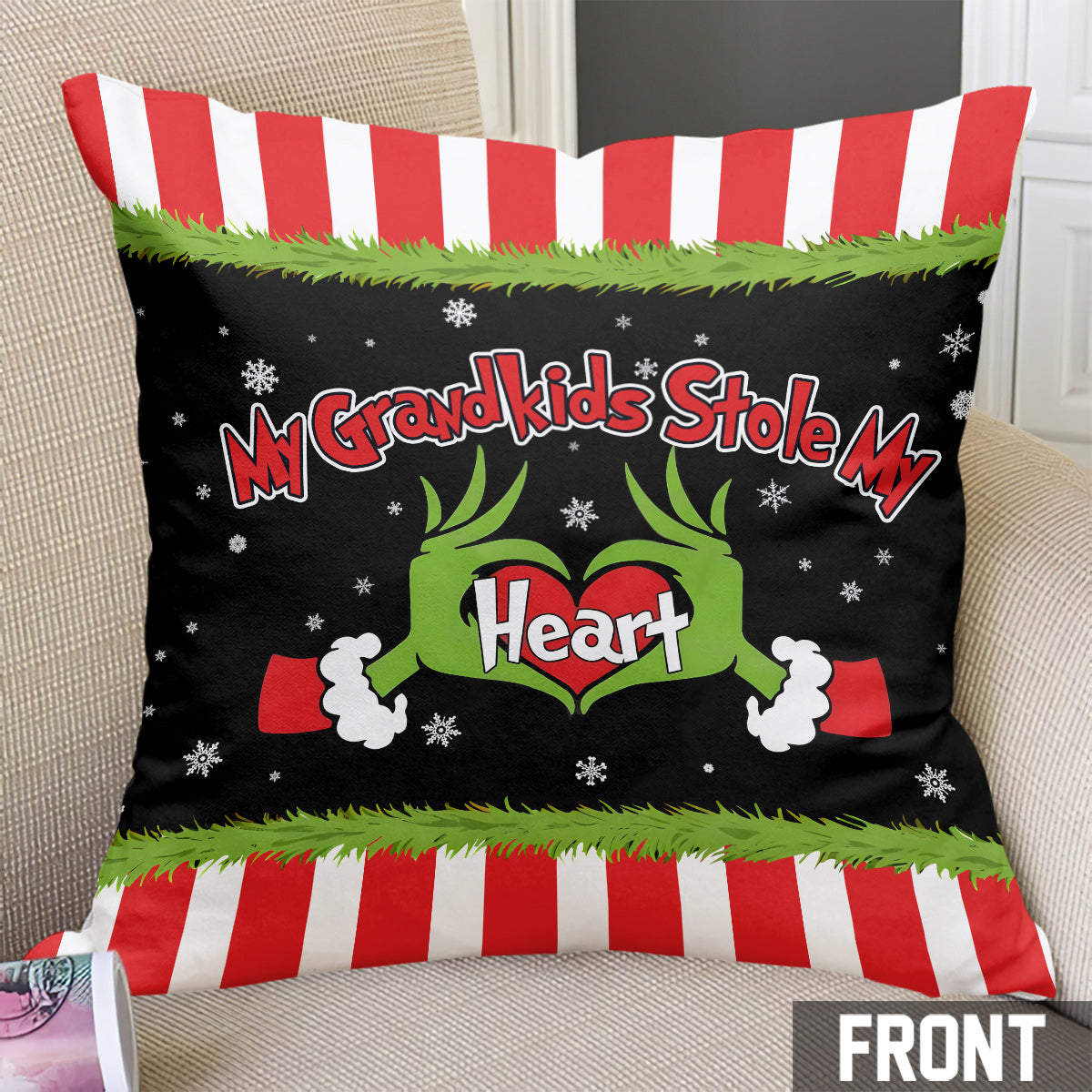 My Grandkids Stole My Heart - Personalized Grandma Throw Pillow