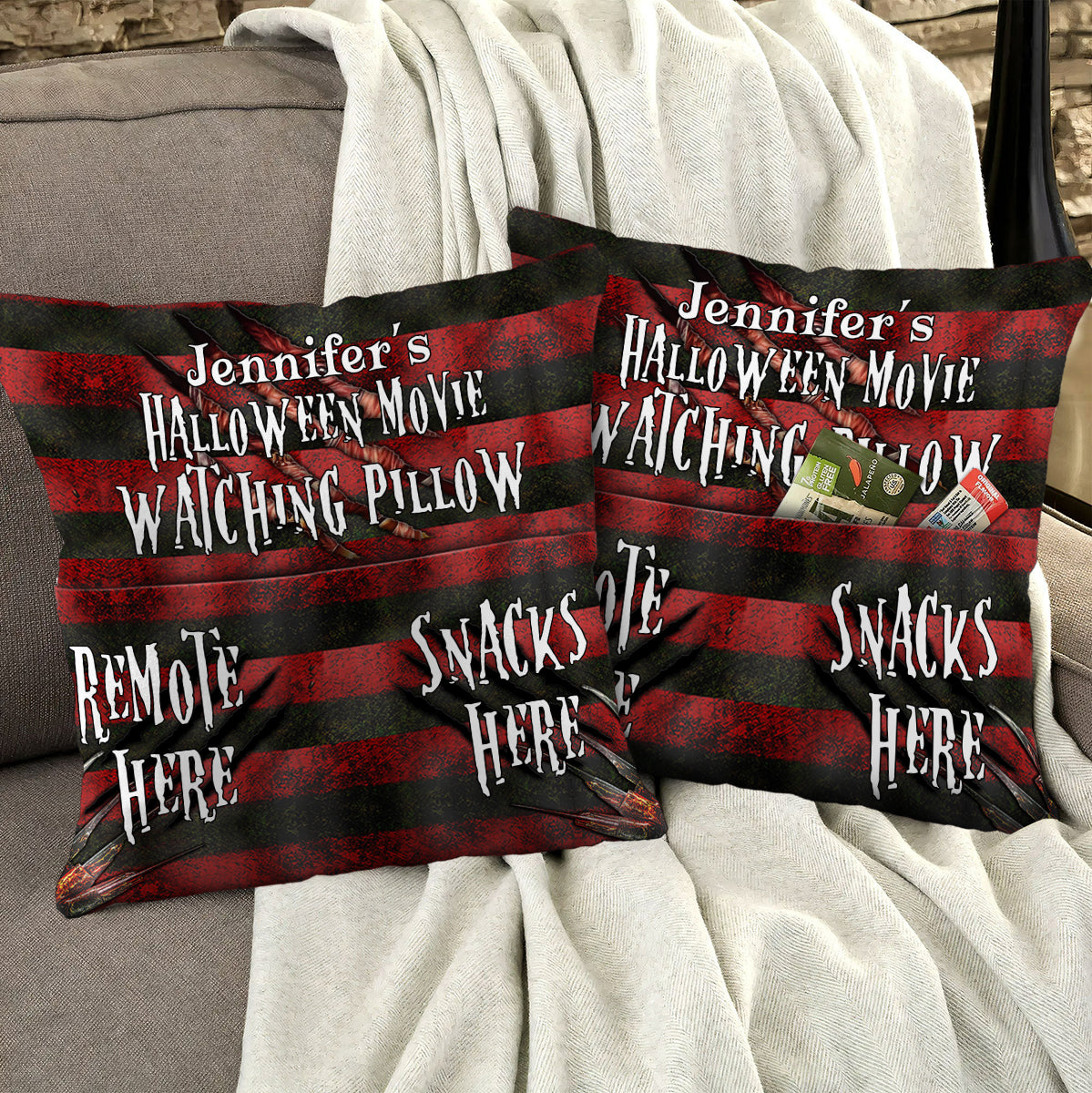 Halloween Movie Watching Pillow - Personalized  Pocket Pillow