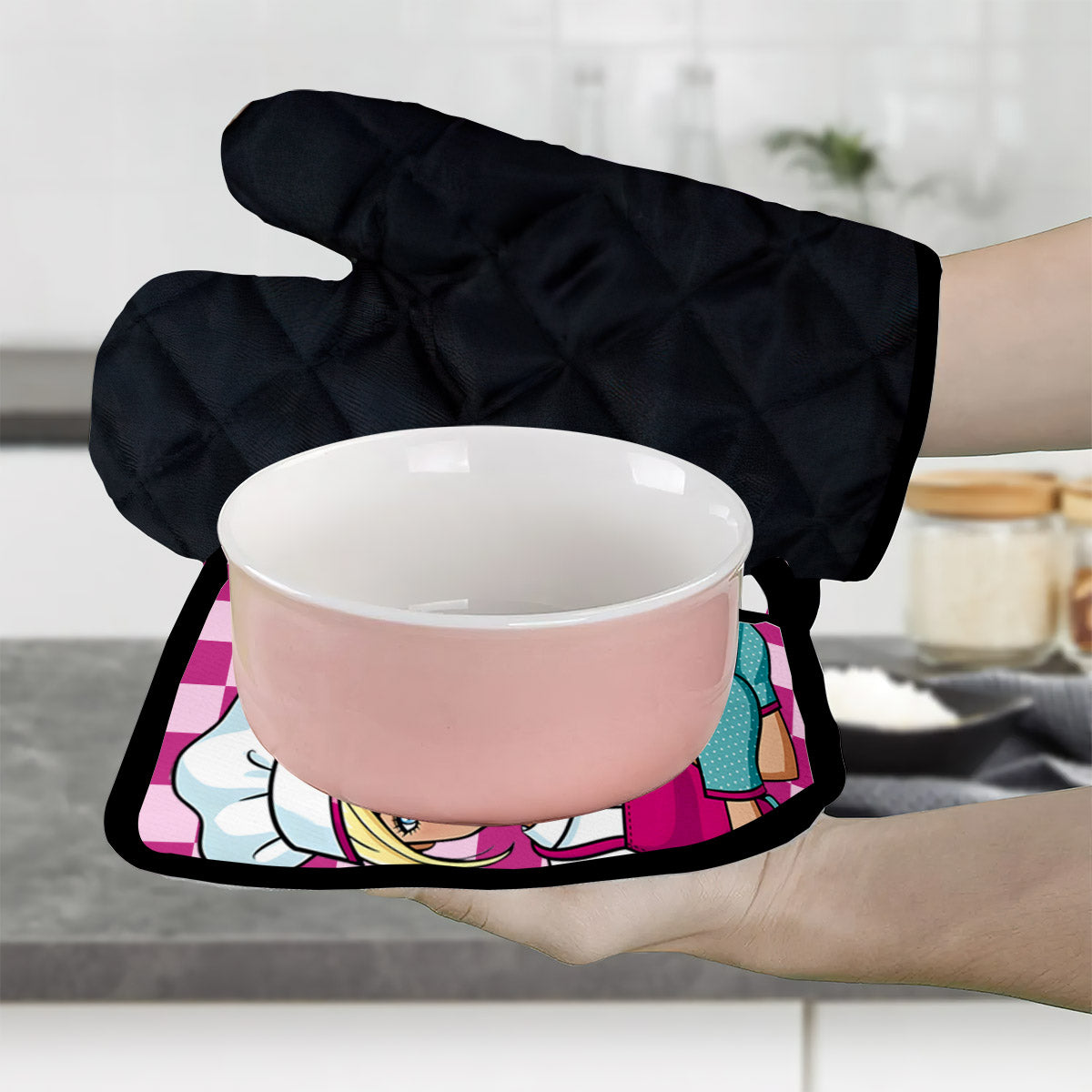 This Doll Can Bake - Personalized Baking Oven Mitts & Pot Holder Set