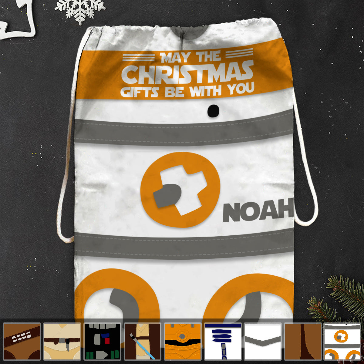 May The Christmas Gifts Be With You - Personalized The Force Drawstring Tote Bag