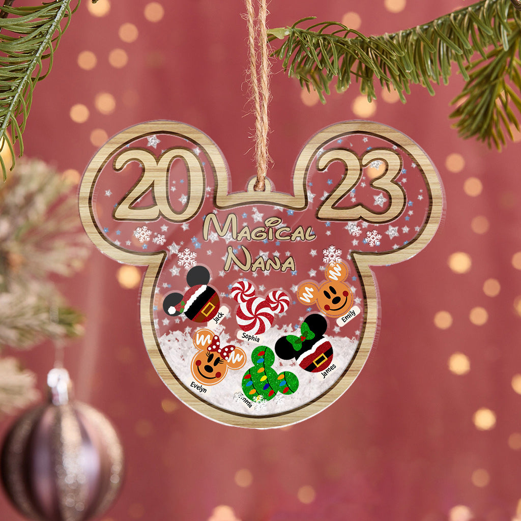Magical Nana Mouse Ears - Personalized Grandma 3 Layered Shaker Ornament