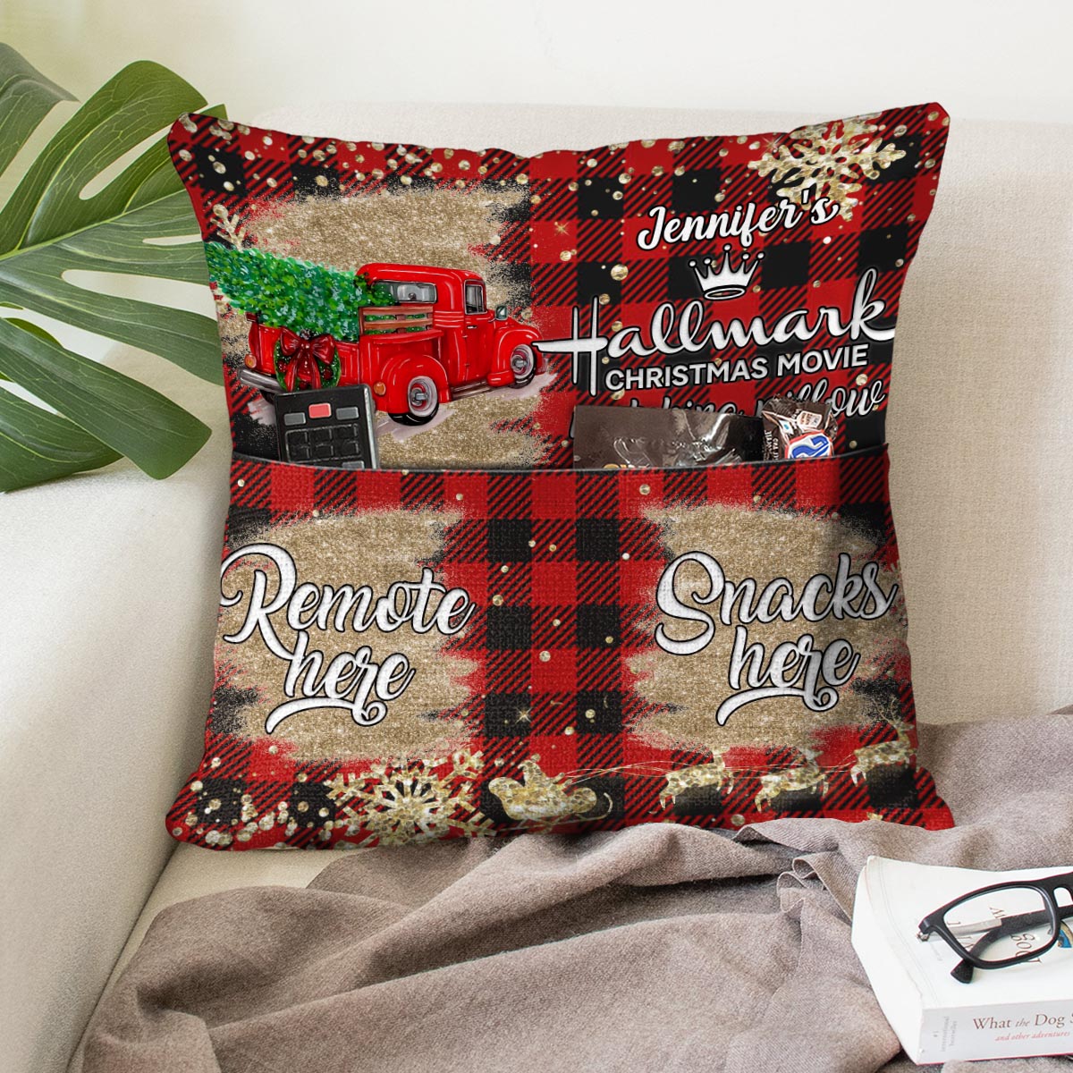 Christmas Movie Watching Pillow - Personalized Film Pocket Pillow