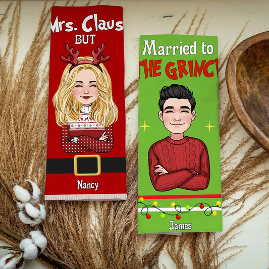 Mrs. Clause But Married To The Green Mischief - Personalized Couple Towel