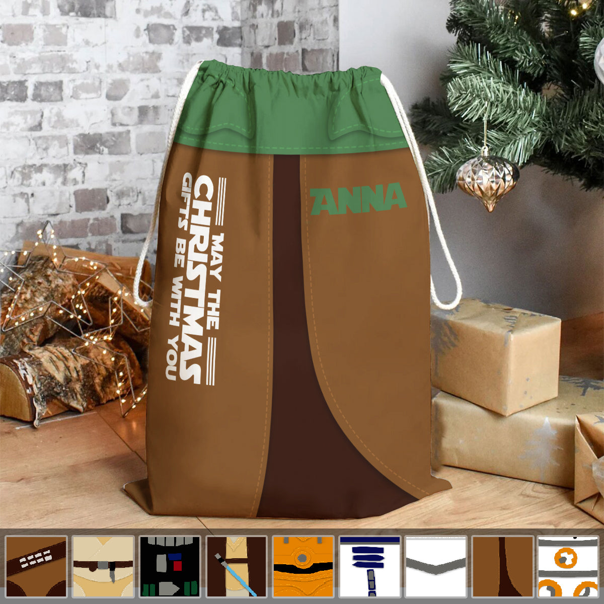 May The Christmas Gifts Be With You - Personalized The Force Drawstring Tote Bag