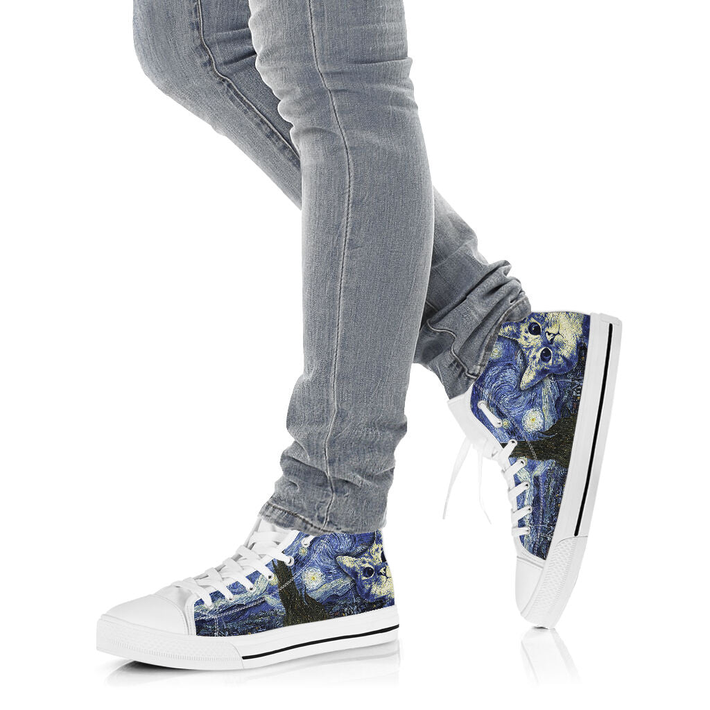 Starry Night Cat High Top Shoes 0622