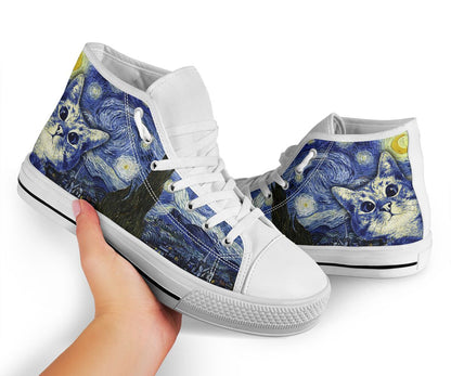 Starry Night Cat High Top Shoes 0622