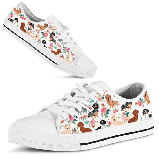 Dachshund Flower Dachshund Low Top Shoes 0622