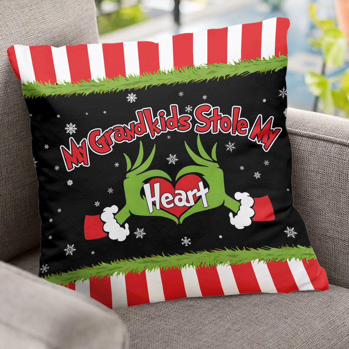 My Grandkids Stole My Heart - Personalized Grandma Throw Pillow