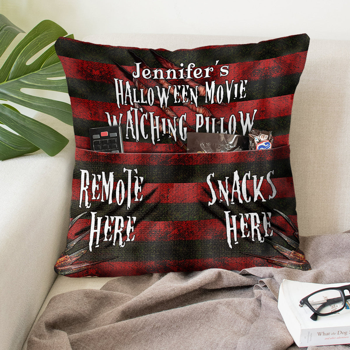 Halloween Movie Watching Pillow - Personalized  Pocket Pillow