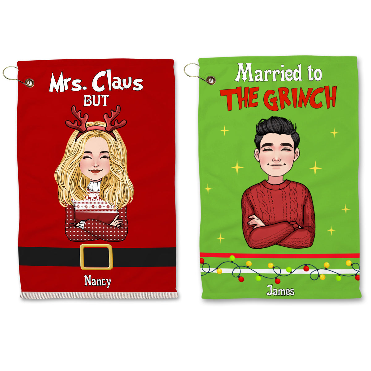 Mrs. Clause But Married To The Green Mischief - Personalized Couple Towel