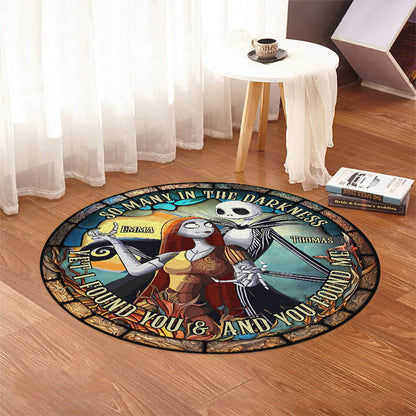 Stained Glass Couple - Personalized Nightmare Round Rug