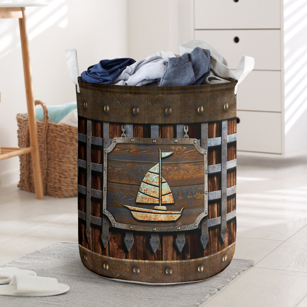 Boat Metal Pattern Print Boating Laundry Basket 0622