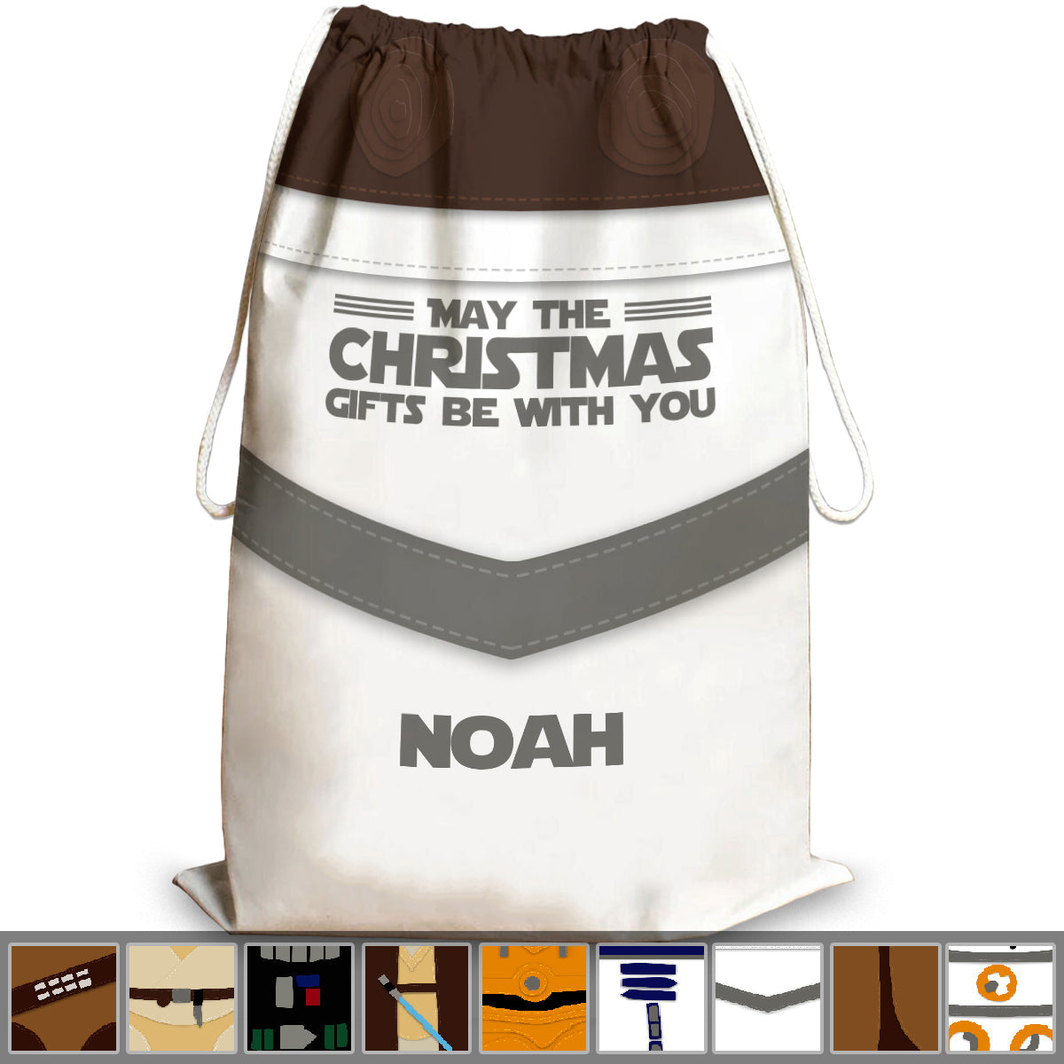 May The Christmas Gifts Be With You - Personalized The Force Drawstring Tote Bag