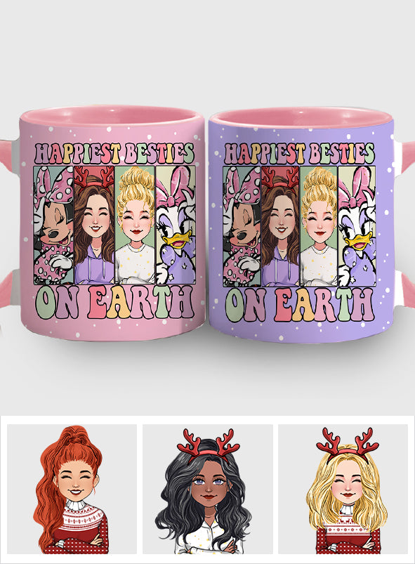 Happiest Besties On Earth - Personalized Bestie Accent Mug