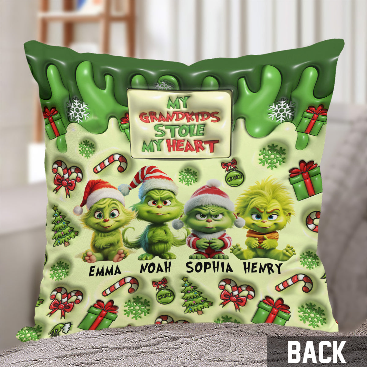 My Grandkids Stole My Heart - Personalized Grandma Throw Pillow