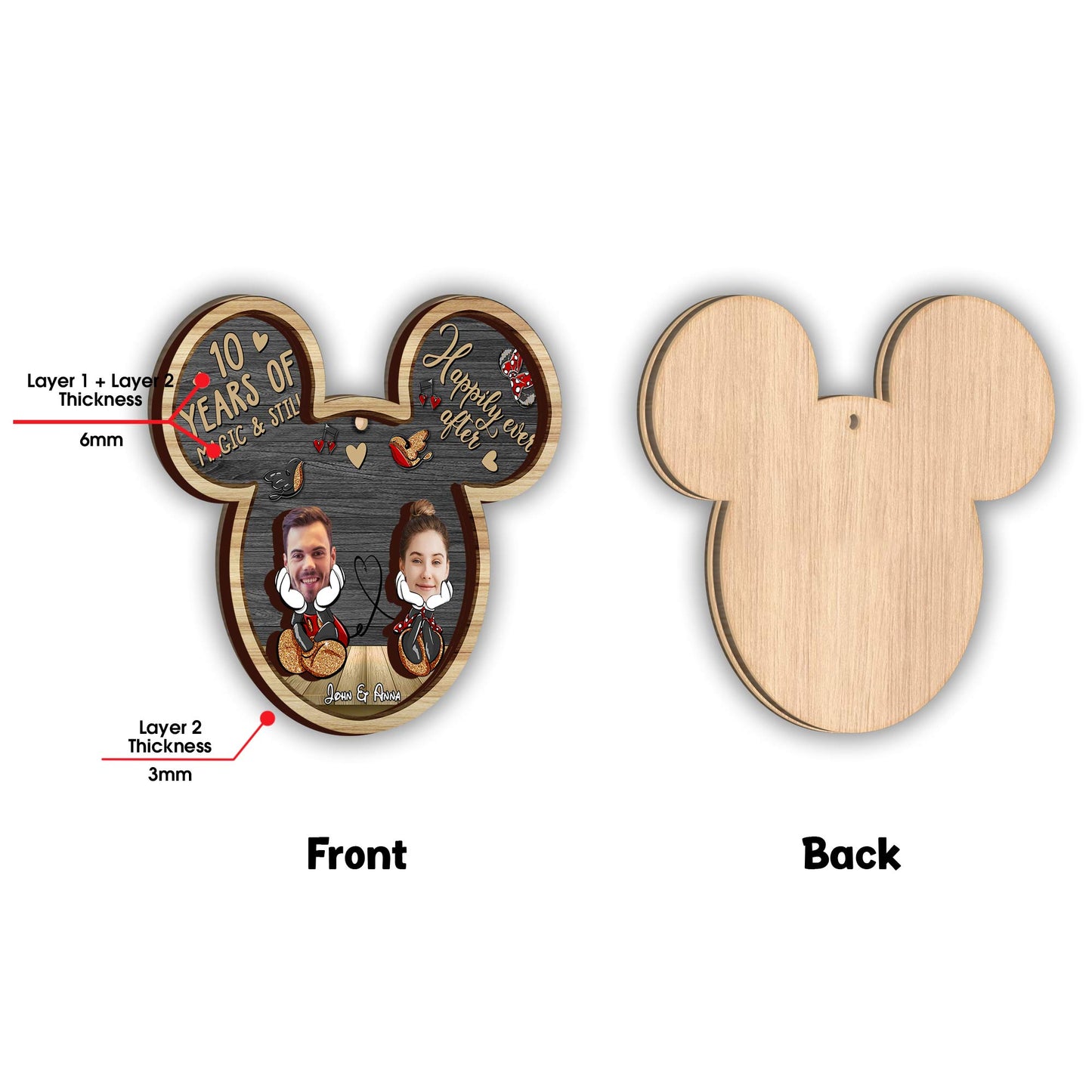 Years Of Magic - Personalized Mouse 2 Layered Piece Ornament