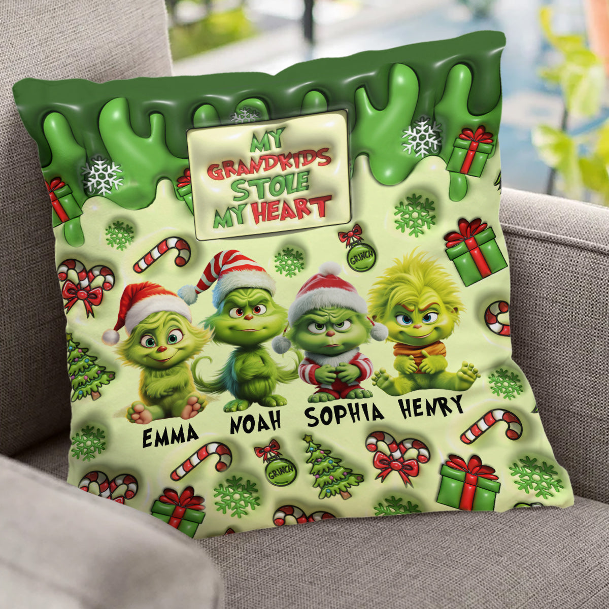 My Grandkids Stole My Heart - Personalized Grandma Throw Pillow