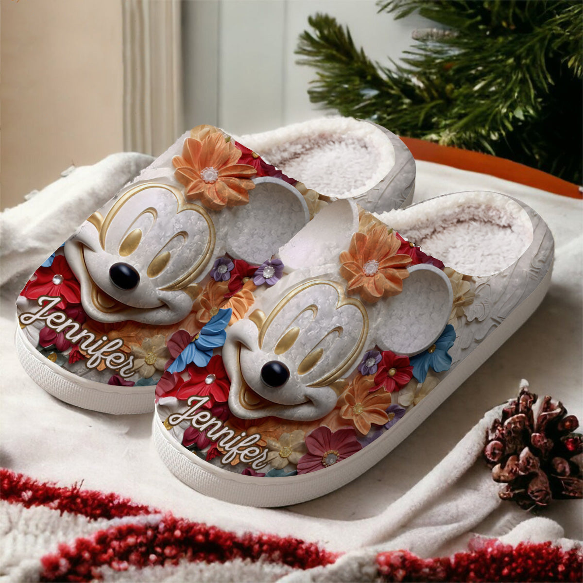 Magical Flowers - Personalized Mouse Slippers