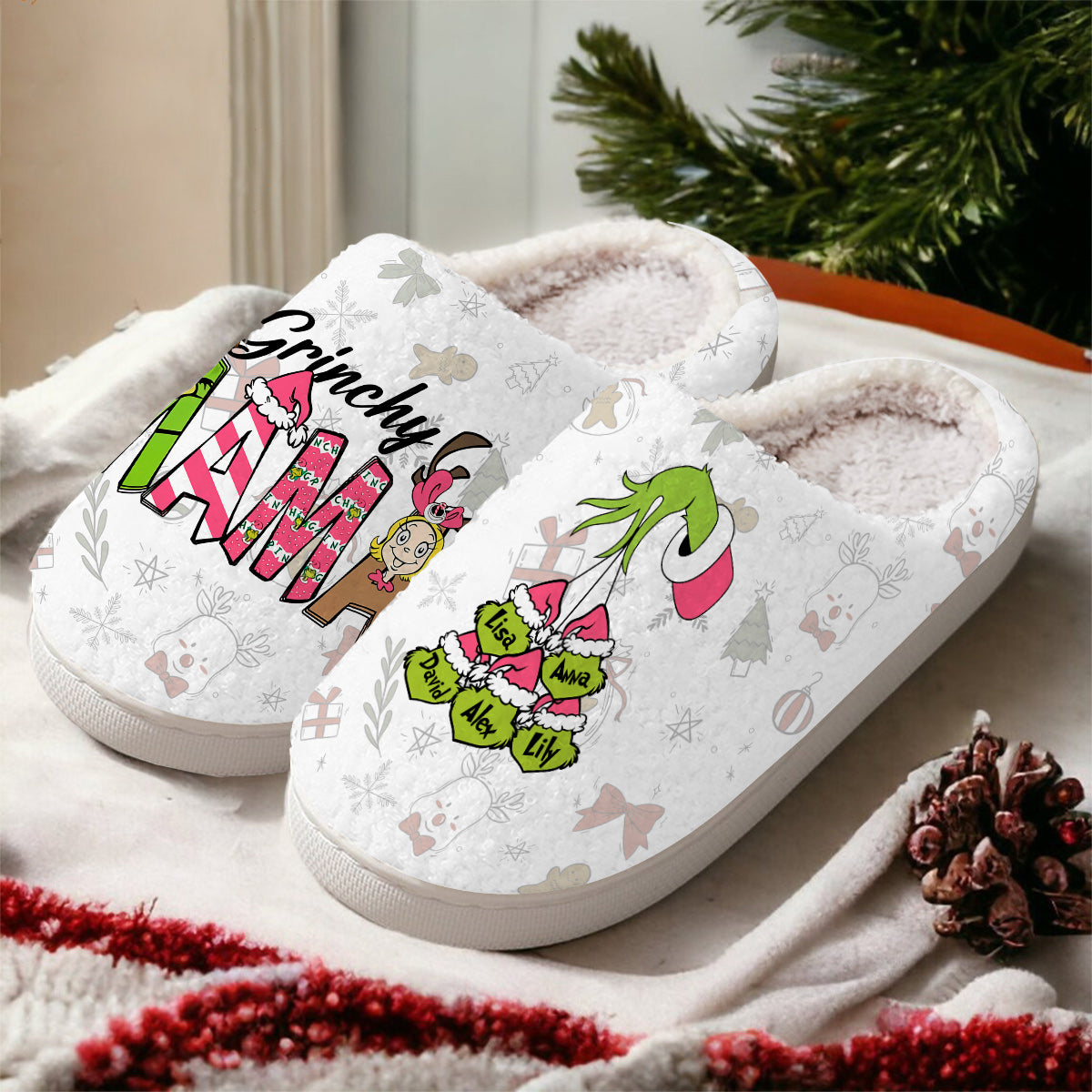 Grinchy Mama - Personalized Mother Slippers