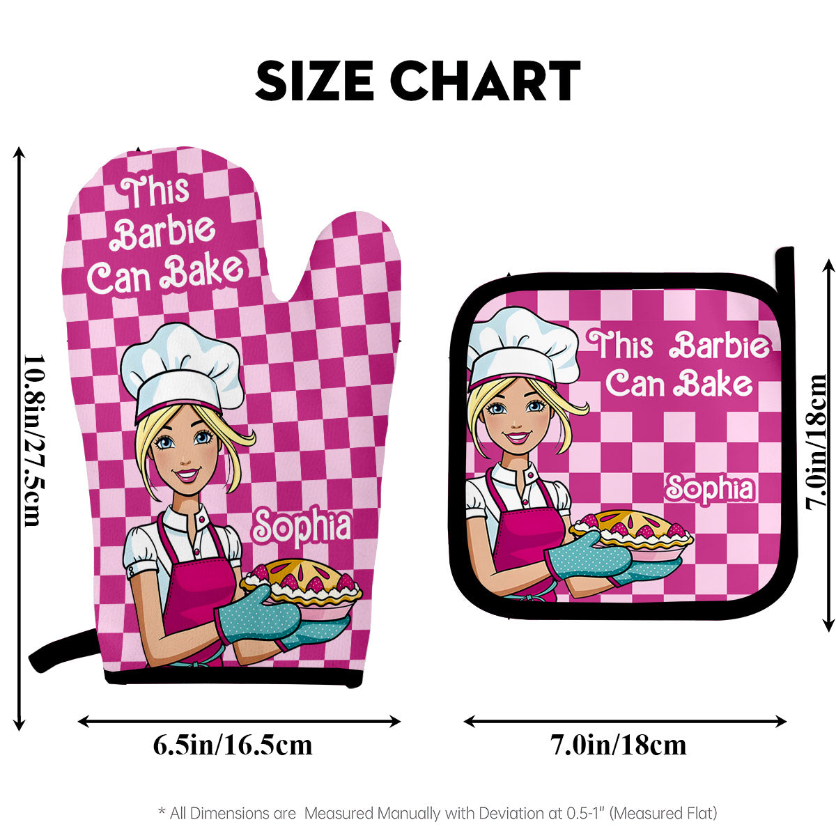 This Doll Can Bake - Personalized Baking Oven Mitts & Pot Holder Set