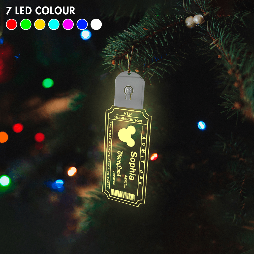 Magical World Ticket - Personalized Mouse Led Acrylic Ornament