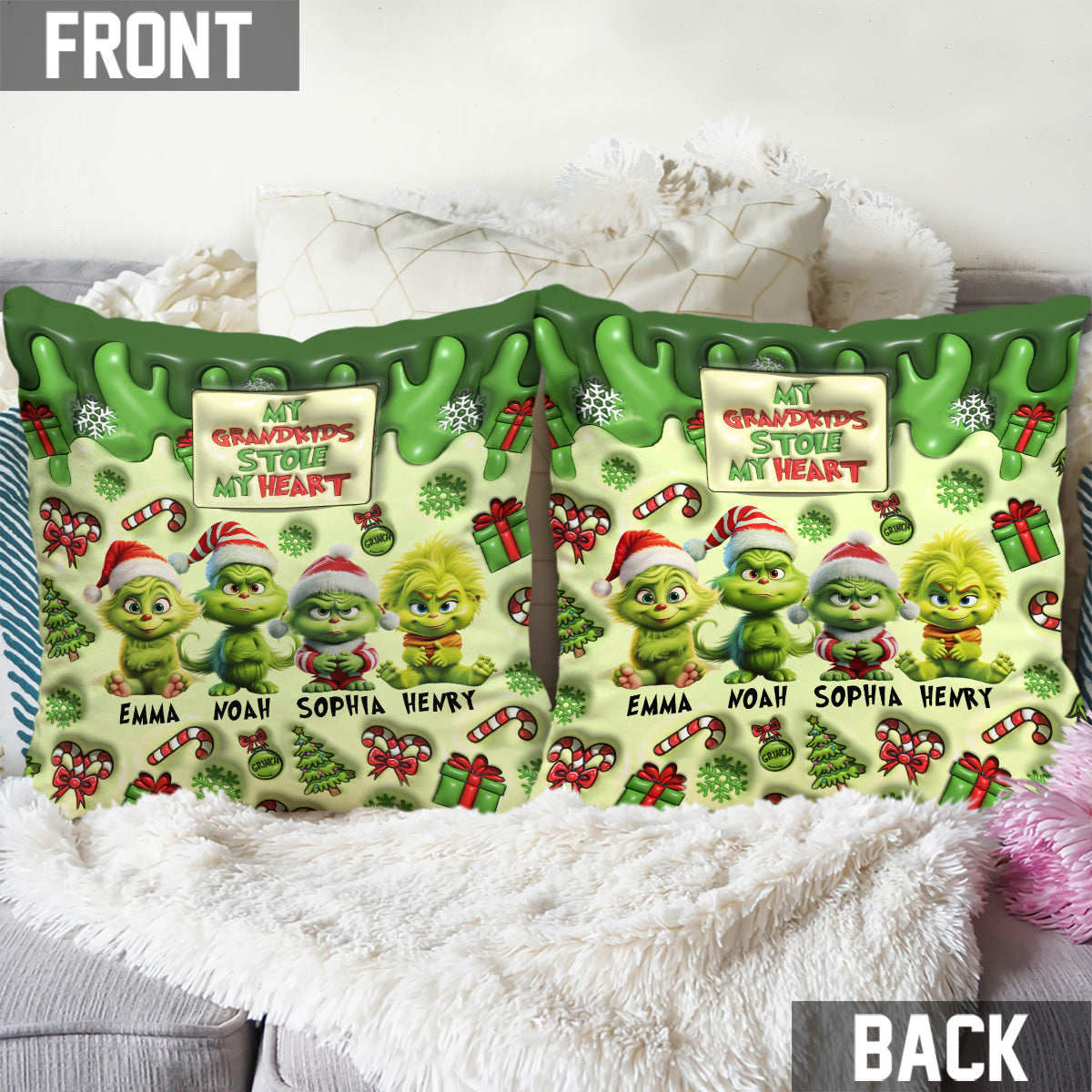 My Grandkids Stole My Heart - Personalized Grandma Throw Pillow