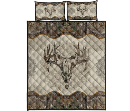 Camo Deer Skull Hunting  Quilt Set 0622