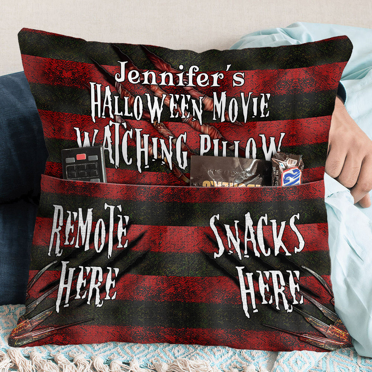 Halloween Movie Watching Pillow - Personalized  Pocket Pillow