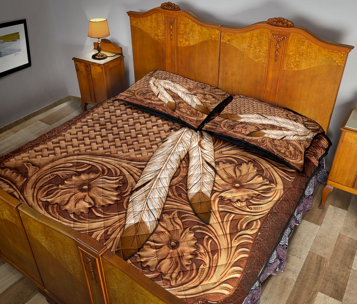 Native American India Feather American Indian Quilt Set 0622