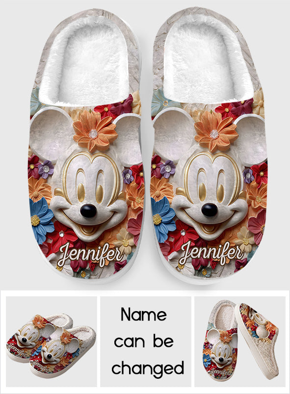 Magical Flowers - Personalized Mouse Slippers