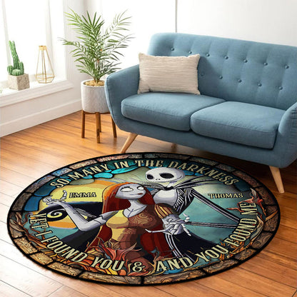 Stained Glass Couple - Personalized Nightmare Round Rug