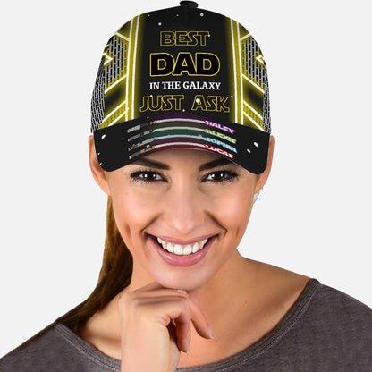 Best Dad In The Galaxy Cap With Printed Vent Holes - Personalized Father's Day Classic Cap