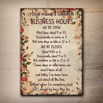 Business Hours - Gardening Personalized Rectangle Metal Sign