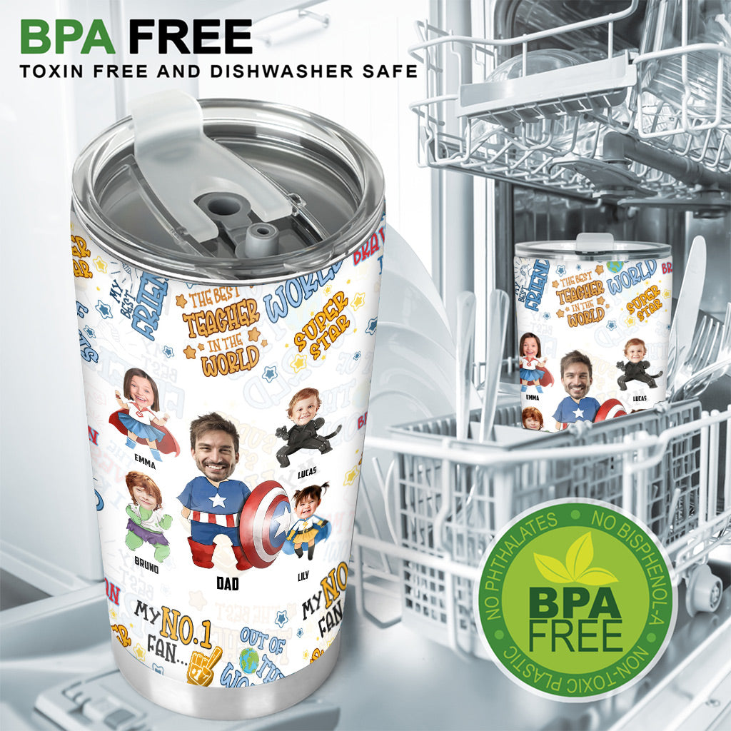 Superdad And His Sidekicks A Bond That Can’t Be Broken - Personalized Superhero Tumbler