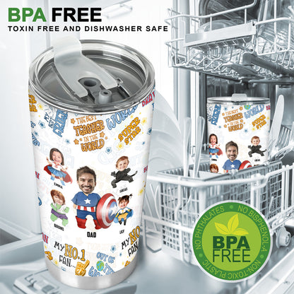 Superdad And His Sidekicks A Bond That Can’t Be Broken - Personalized Superhero Tumbler