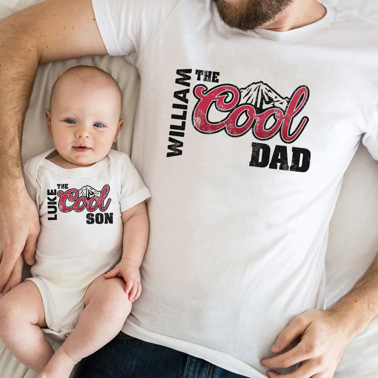 The Cool Dad - Personalized Father T-shirt And Baby Onesie