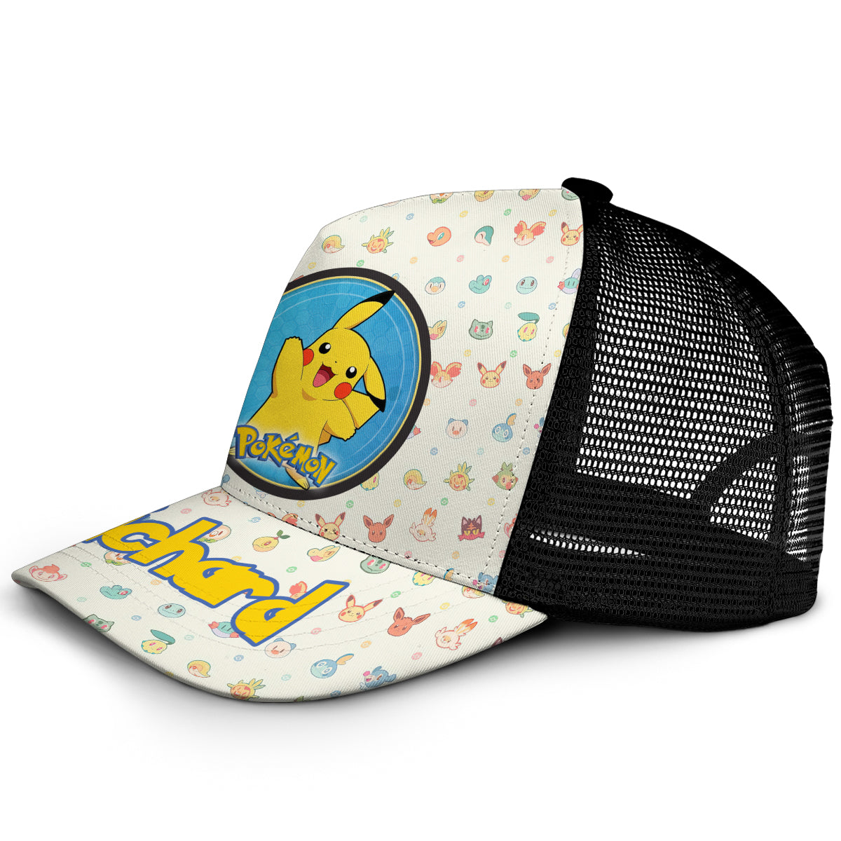 Gotta Catch Them All - Personalized Monster Trainer Trucker Hat (Black Mesh)