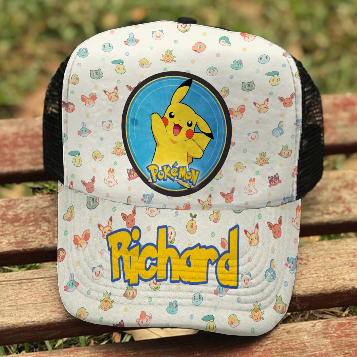 Gotta Catch Them All - Personalized Monster Trainer Trucker Hat (Black Mesh)