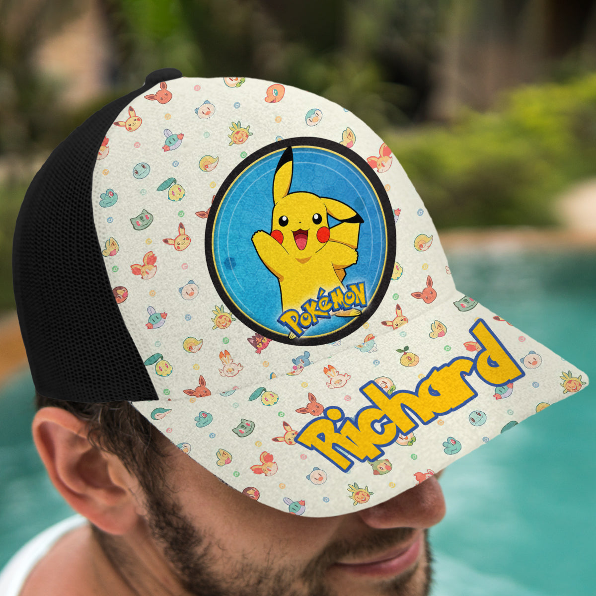 Gotta Catch Them All - Personalized Monster Trainer Trucker Hat (Black Mesh)