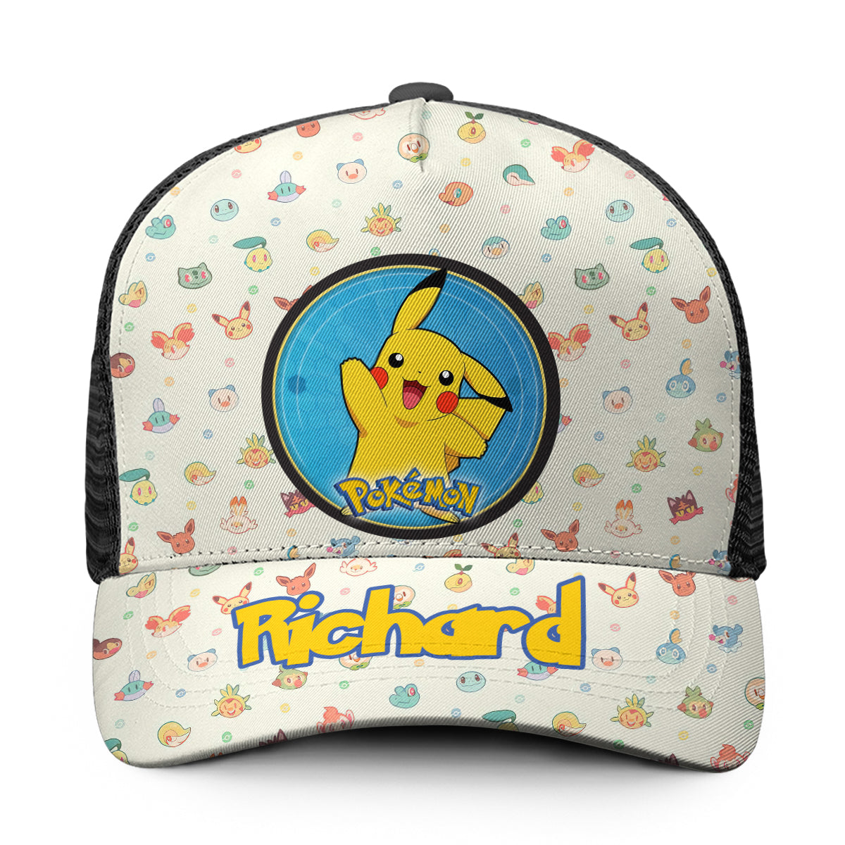 Gotta Catch Them All - Personalized Monster Trainer Trucker Hat (Black Mesh)