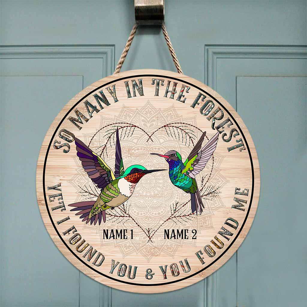 So Many In The Forest - Hummingbird Personalized Round Wood Sign