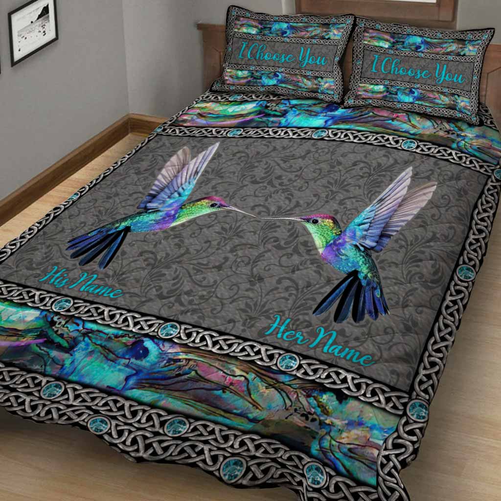 I Choose You - Personalized Hummingbird Quilt Set