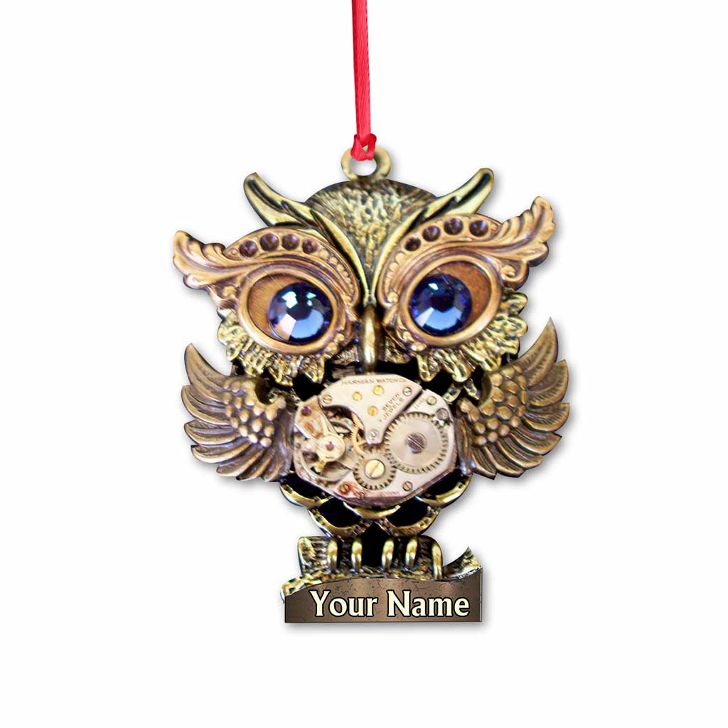 Gear Owl - Personalized Christmas Steampunk Ornament (Printed On Both Sides)