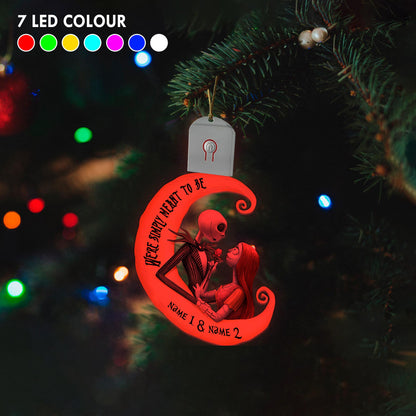 We're Simply Meant To Be - Personalized Christmas Couple Shaped Led Acrylic Ornament