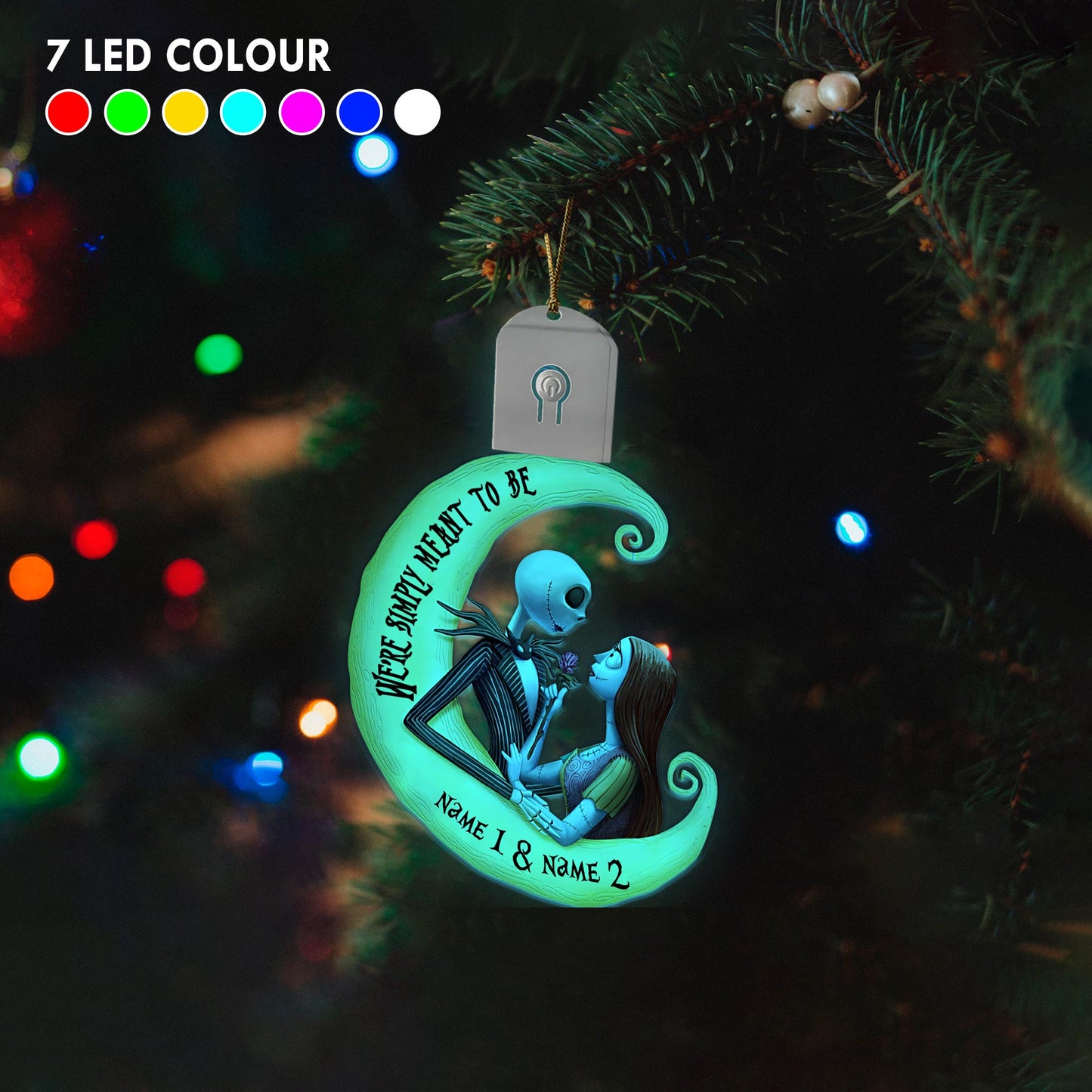 We're Simply Meant To Be - Personalized Christmas Couple Shaped Led Acrylic Ornament