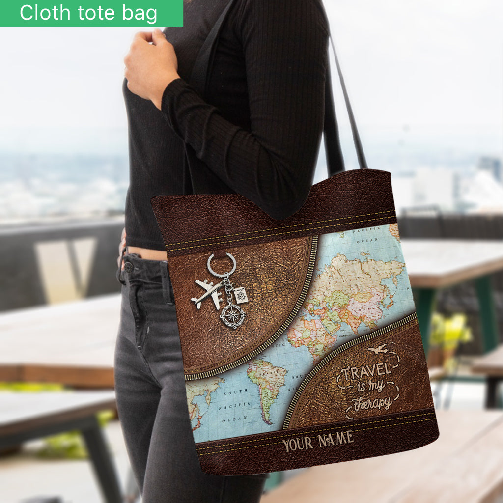 Travel Is My Therapy - Personalized Travelling Tote Bag